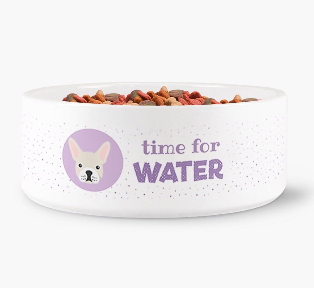 'Time for Water' Dog Bowl with {breedFullName} Icon