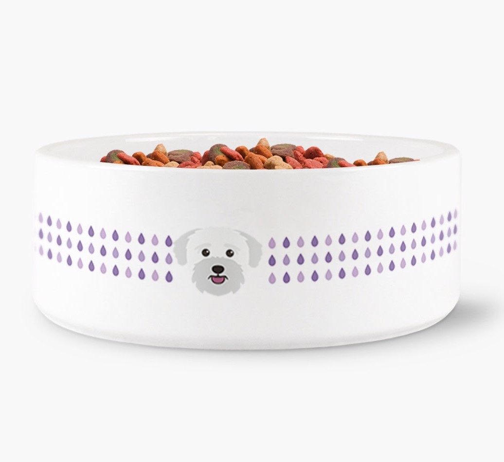 Droplets Water Bowl with {breedFullName} Icon