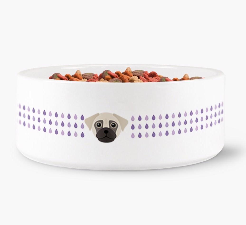 Droplets Water Bowl with {breedFullName} Icon