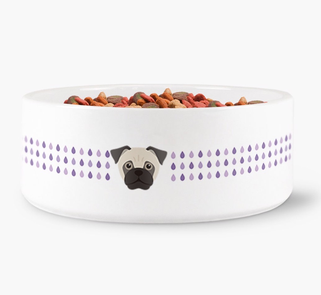 Droplets Water Bowl with {breedFullName} Icon