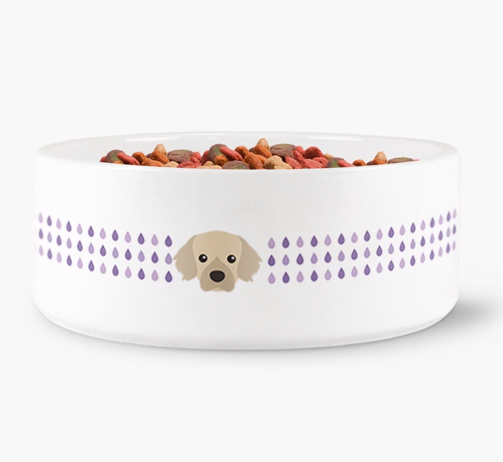 Droplets Water Bowl with {breedFullName} Icon