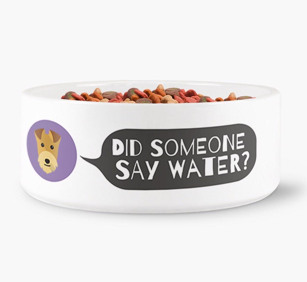 'Did someone say water?' Dog Bowl for your {breedFullName}