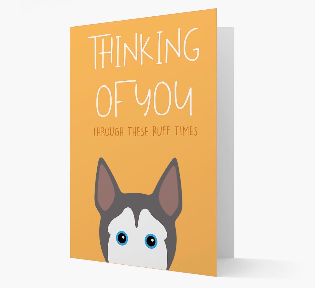 'Thinking of You Through These Ruff Times' Card with {breedFullName} Icon