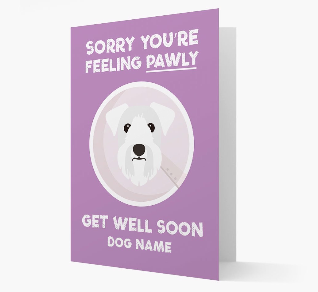 Personalized 'Sorry you're feeling pawly, get well soon {dogsName}' Card