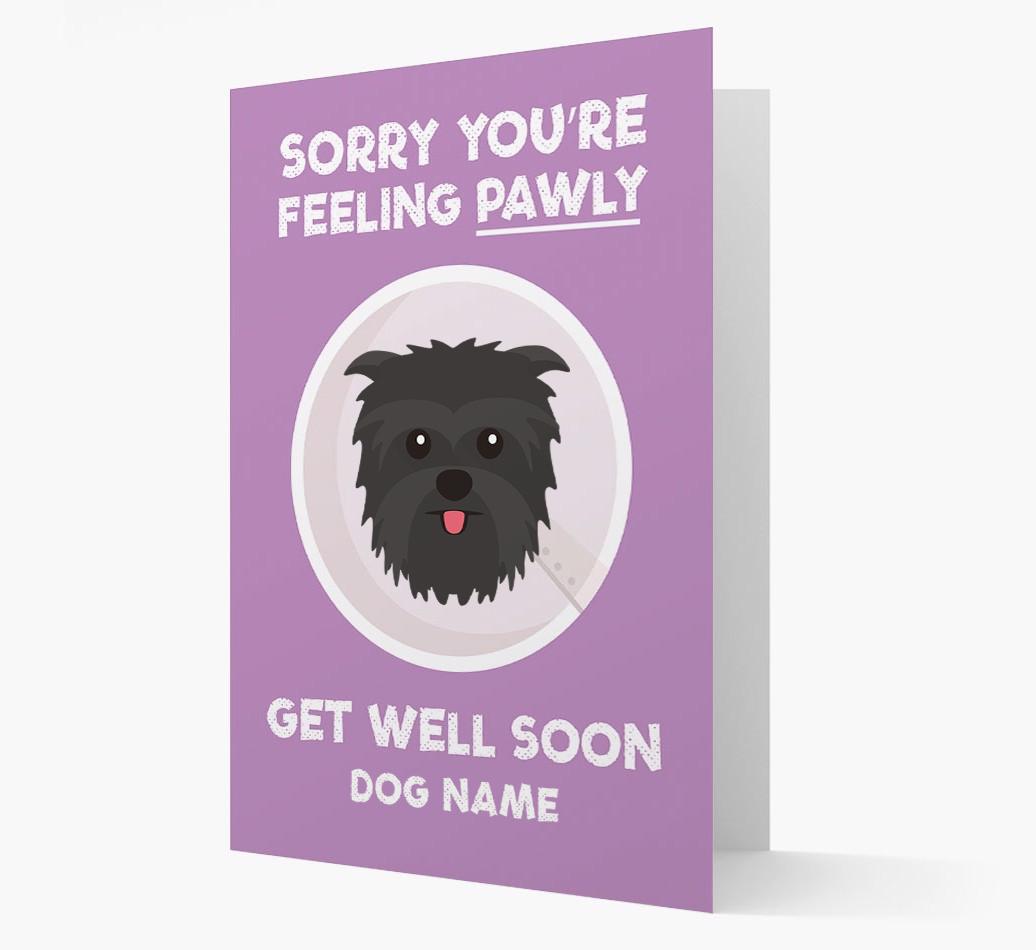Personalized 'Sorry you're feeling pawly, get well soon {dogsName}' Card