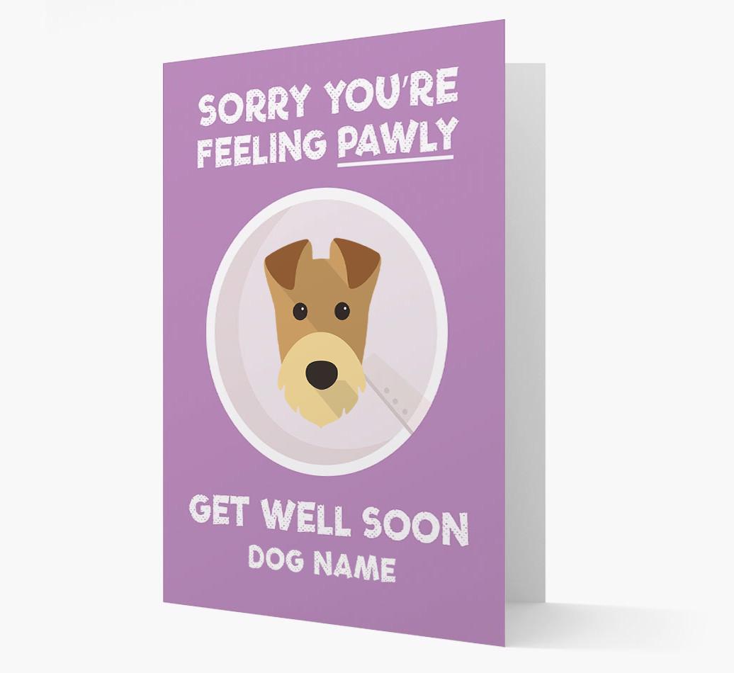 Personalized 'Sorry you're feeling pawly, get well soon {dogsName}' Card