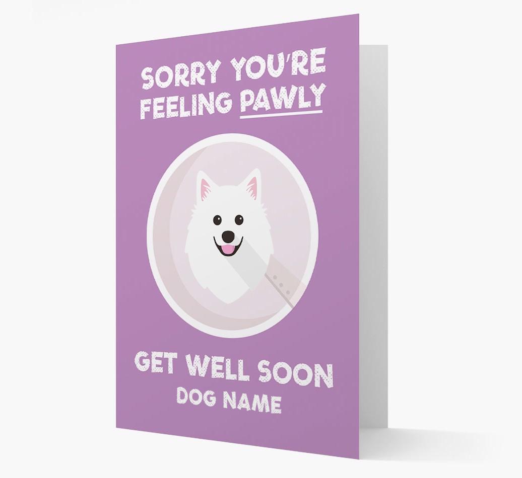 Personalized 'Sorry you're feeling pawly, get well soon {dogsName}' Card