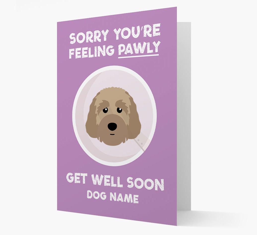Personalized 'Sorry you're feeling pawly, get well soon {dogsName}' Card