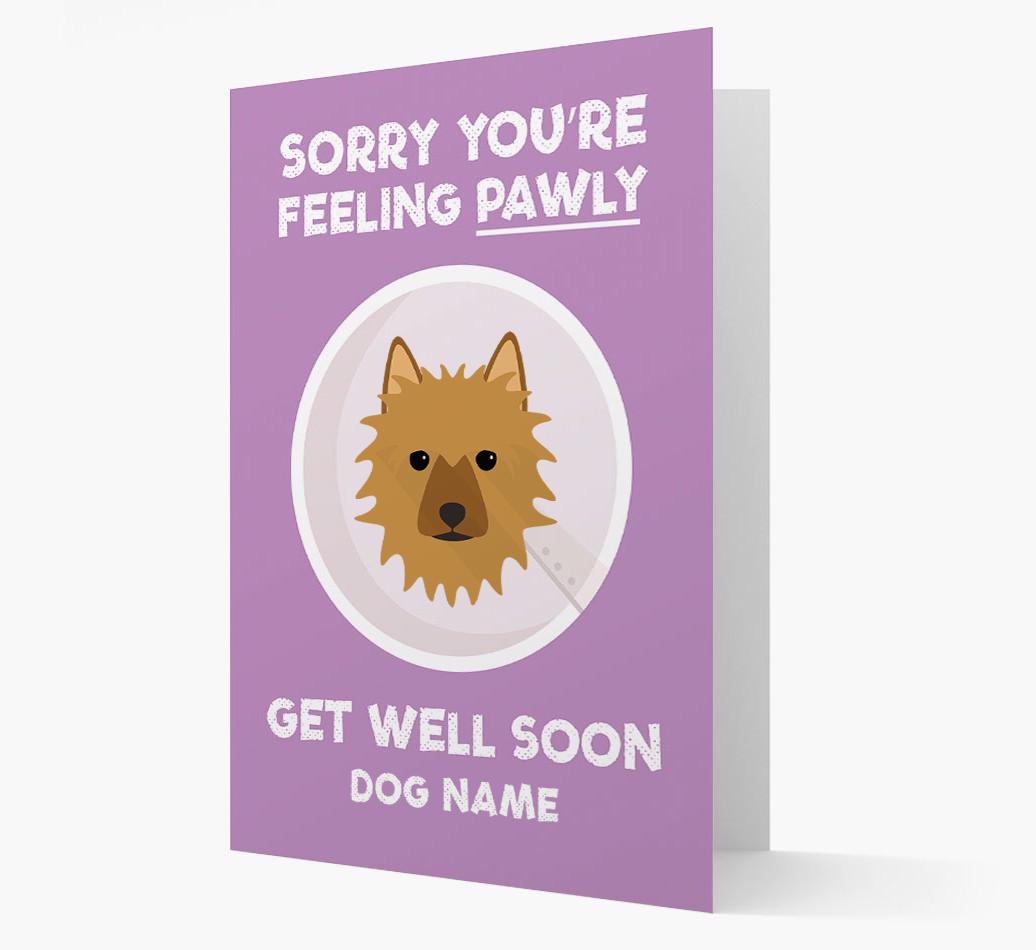 Personalized 'Sorry you're feeling pawly, get well soon {dogsName}' Card
