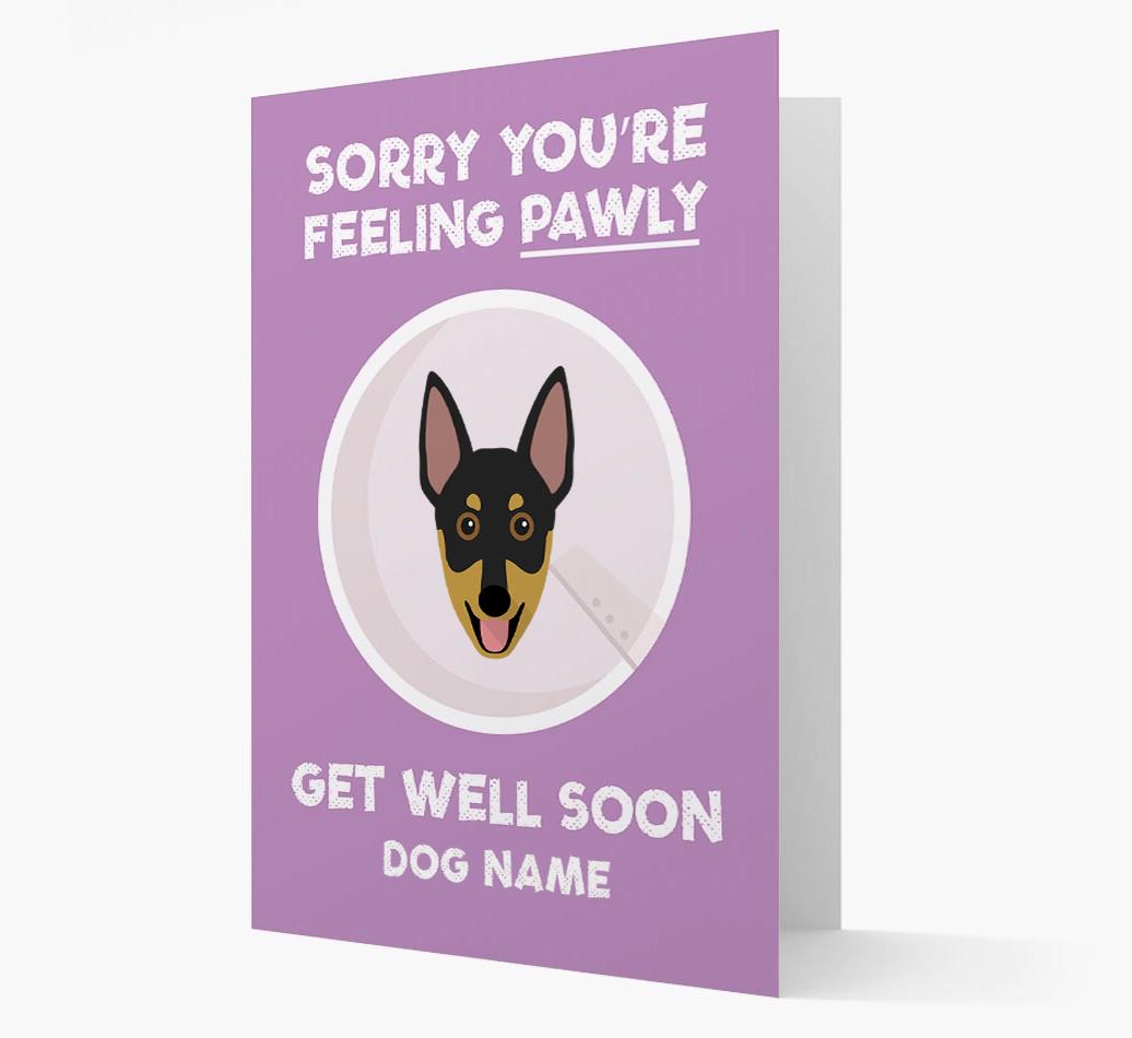 Personalized 'Sorry you're feeling pawly, get well soon {dogsName}' Card