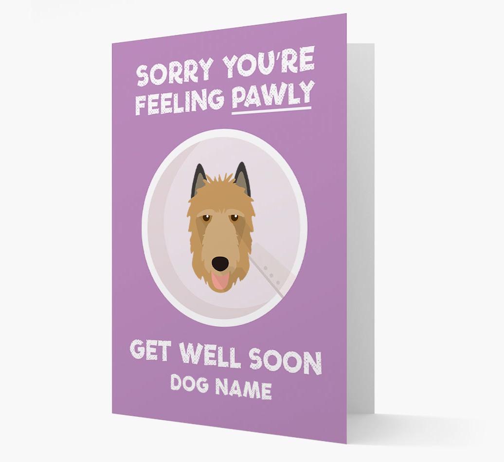 Personalized 'Sorry you're feeling pawly, get well soon {dogsName}' Card