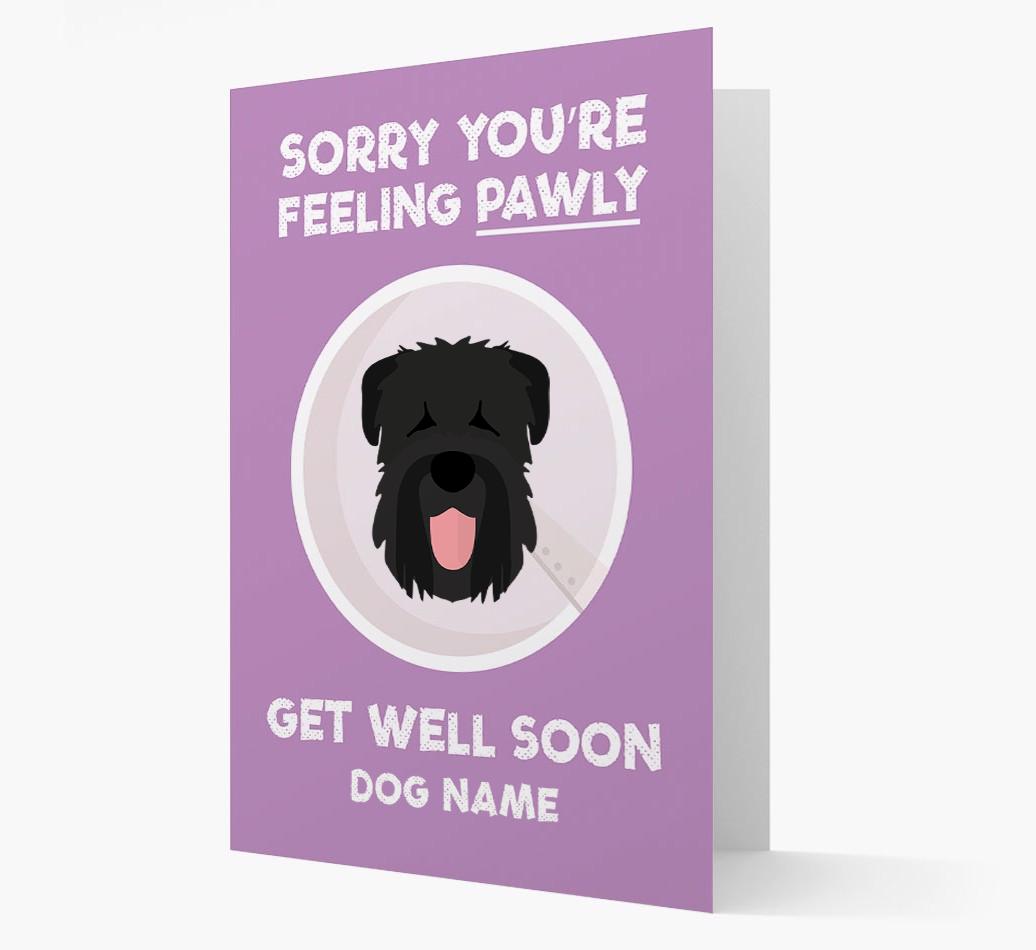 Personalized 'Sorry you're feeling pawly, get well soon {dogsName}' Card