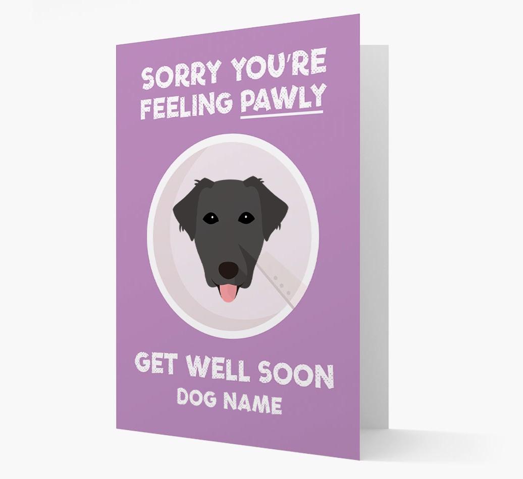 Personalized 'Sorry you're feeling pawly, get well soon {dogsName}' Card