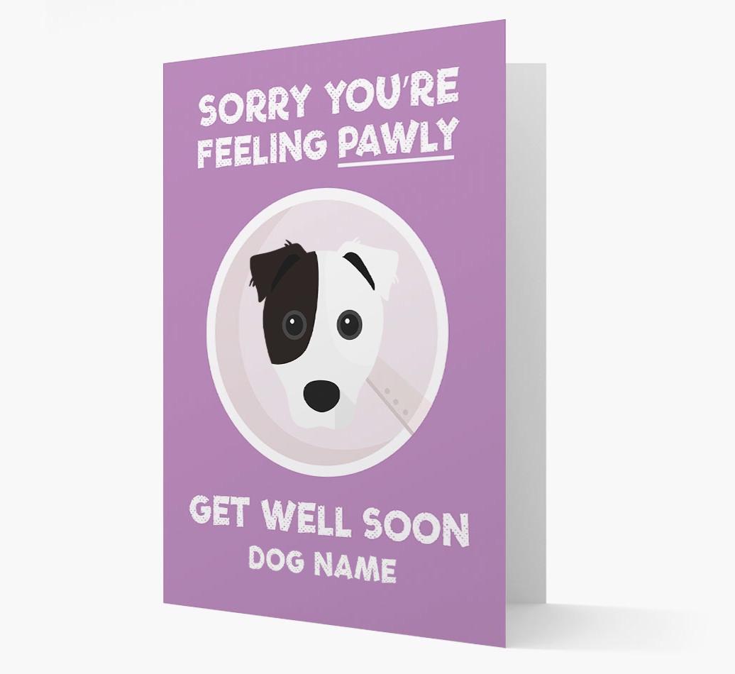 Personalized 'Sorry you're feeling pawly, get well soon {dogsName}' Card