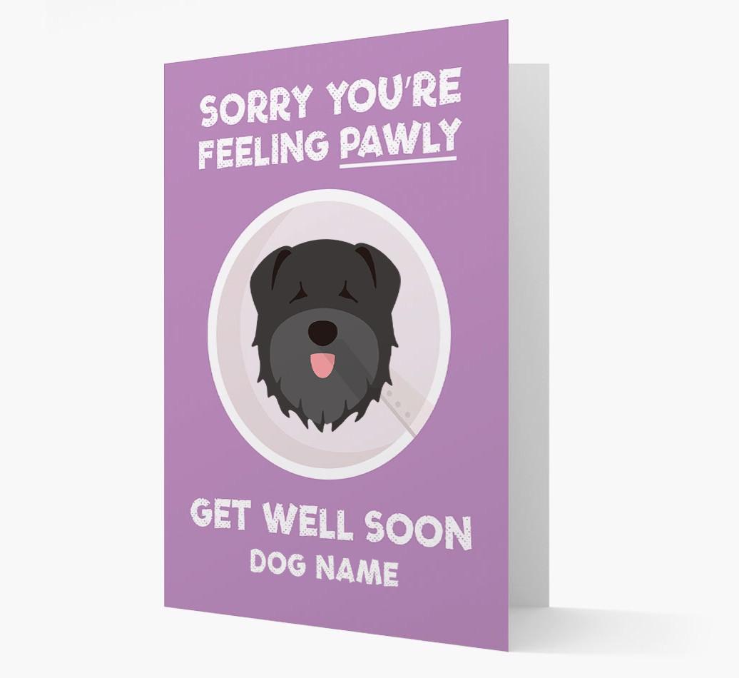 Personalized 'Sorry you're feeling pawly, get well soon {dogsName}' Card