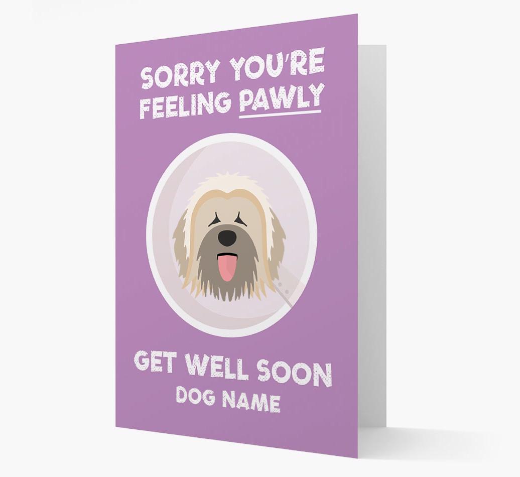 Personalized 'Sorry you're feeling pawly, get well soon {dogsName}' Card