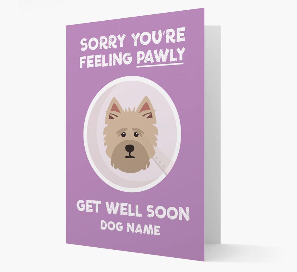 Personalized 'Sorry you're feeling pawly, get well soon {dogsName}' Card