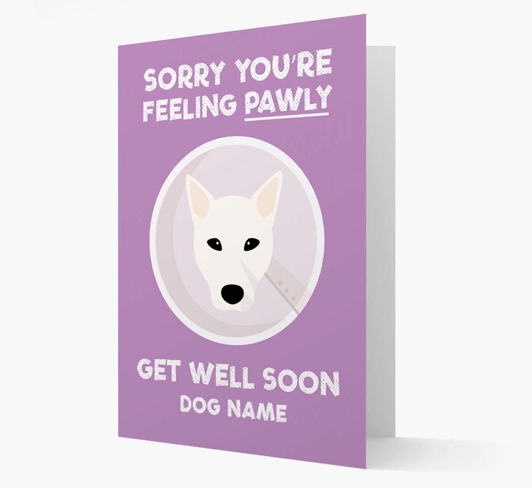 Personalized 'Sorry you're feeling pawly, get well soon {dogsName}' Card