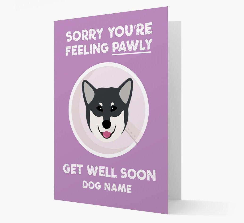 Personalized 'Sorry you're feeling pawly, get well soon {dogsName}' Card