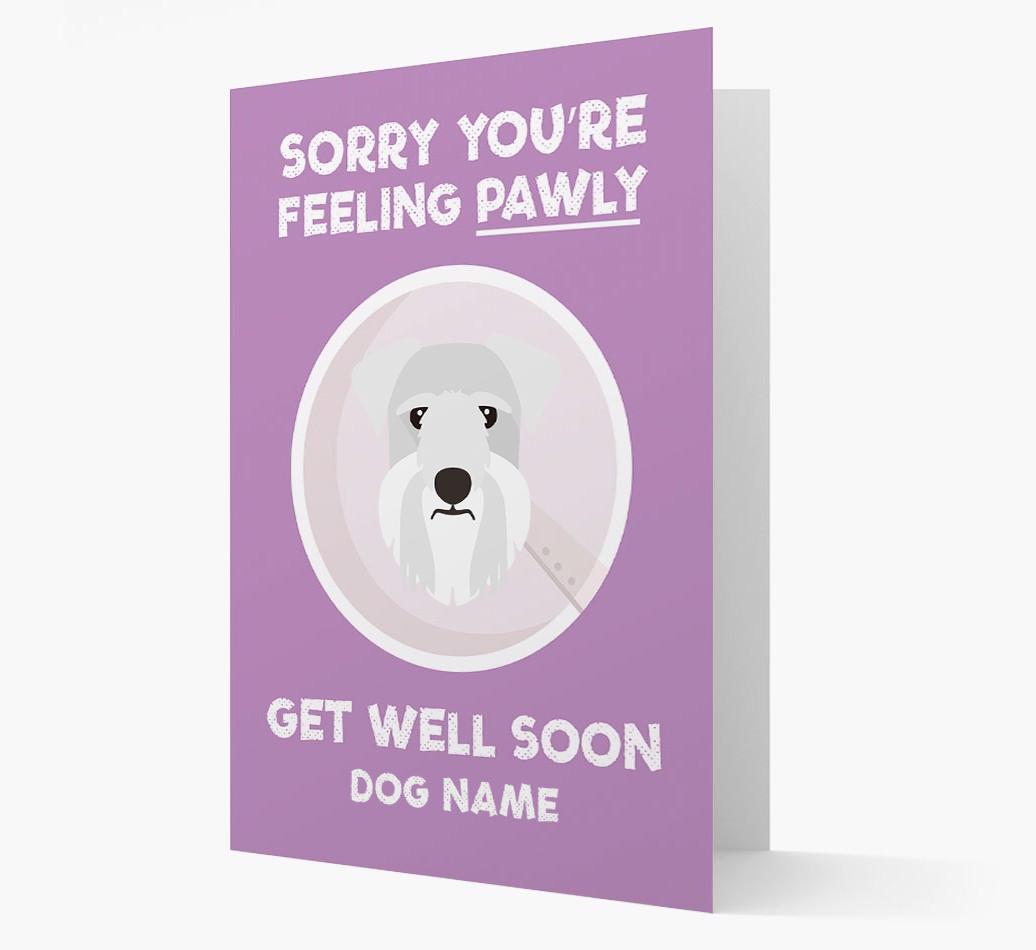 Personalized 'Sorry you're feeling pawly, get well soon {dogsName}' Card