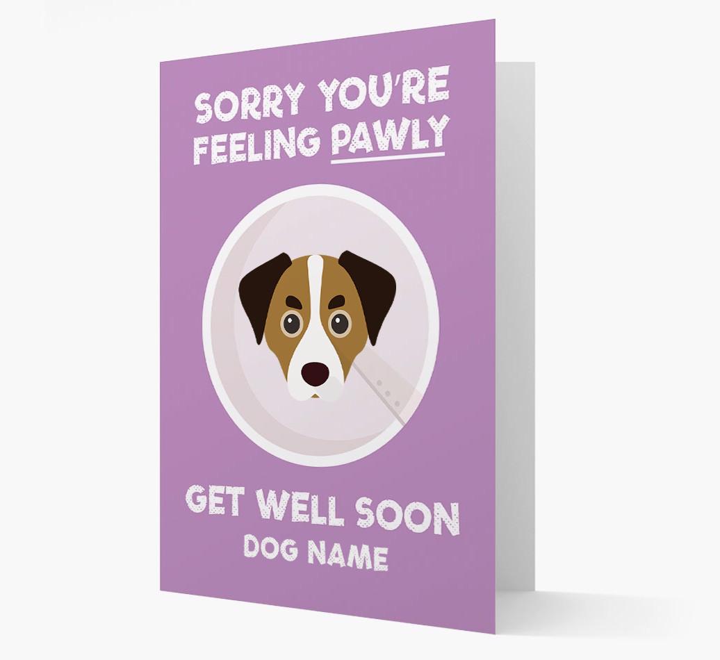 Personalized 'Sorry you're feeling pawly, get well soon {dogsName}' Card