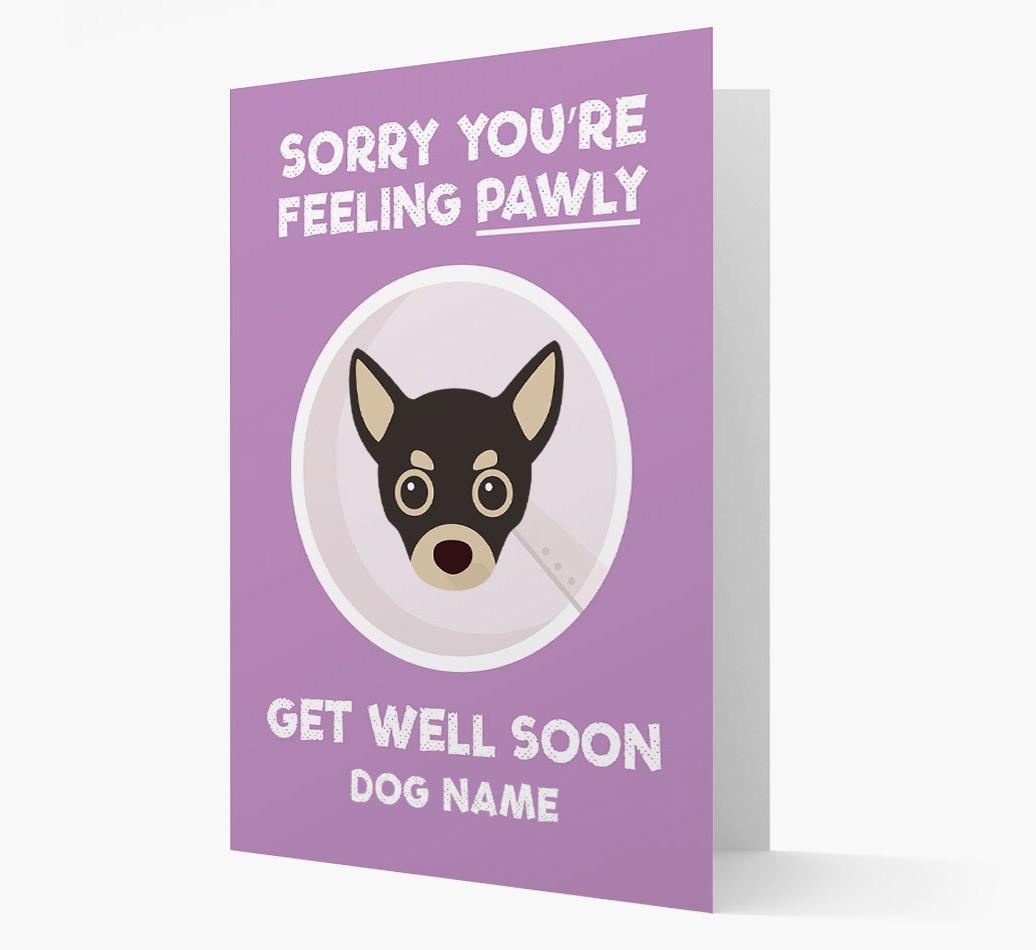 Personalized 'Sorry you're feeling pawly, get well soon {dogsName}' Card