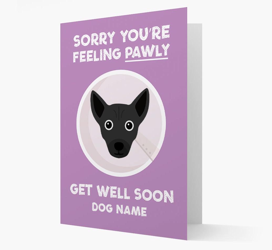 Personalized 'Sorry you're feeling pawly, get well soon {dogsName}' Card