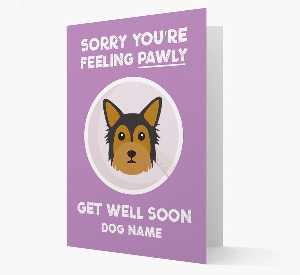 Personalized 'Sorry you're feeling pawly, get well soon {dogsName}' Card