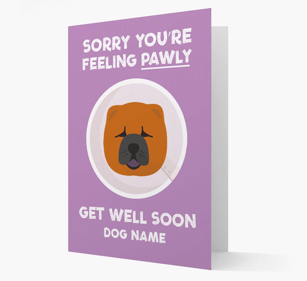 Personalized 'Sorry you're feeling pawly, get well soon {dogsName}' Card