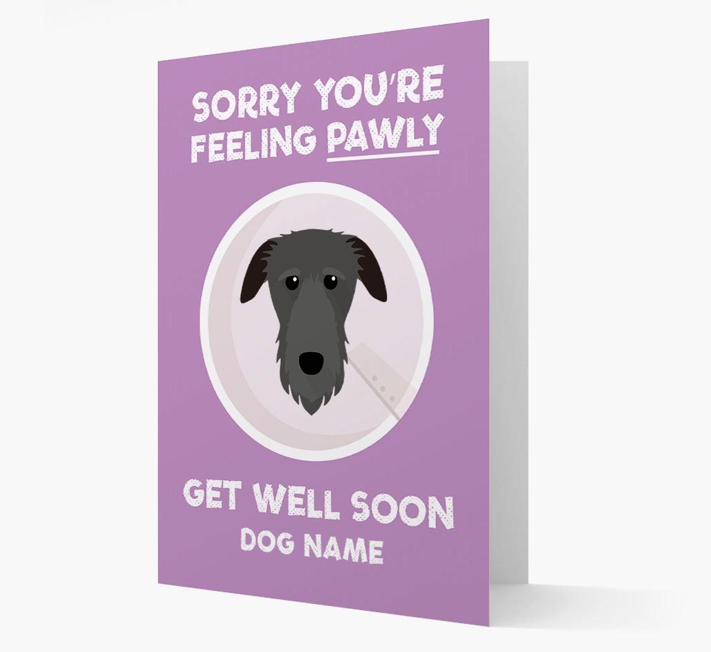 Personalized 'Sorry you're feeling pawly, get well soon {dogsName}' Card