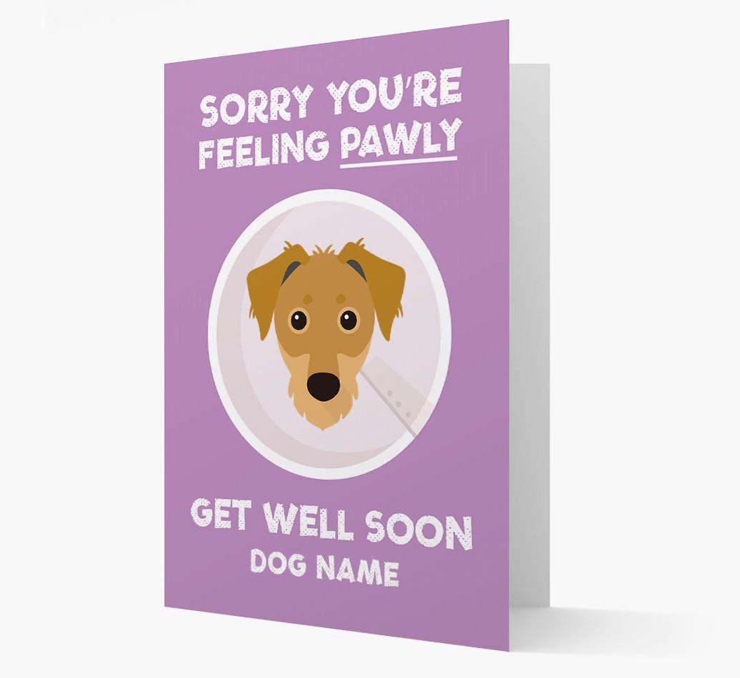 Personalized 'Sorry you're feeling pawly, get well soon {dogsName}' Card