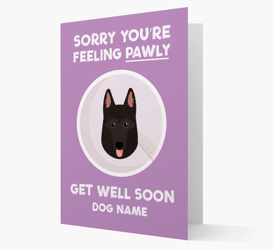 Personalized 'Sorry you're feeling pawly, get well soon {dogsName}' Card