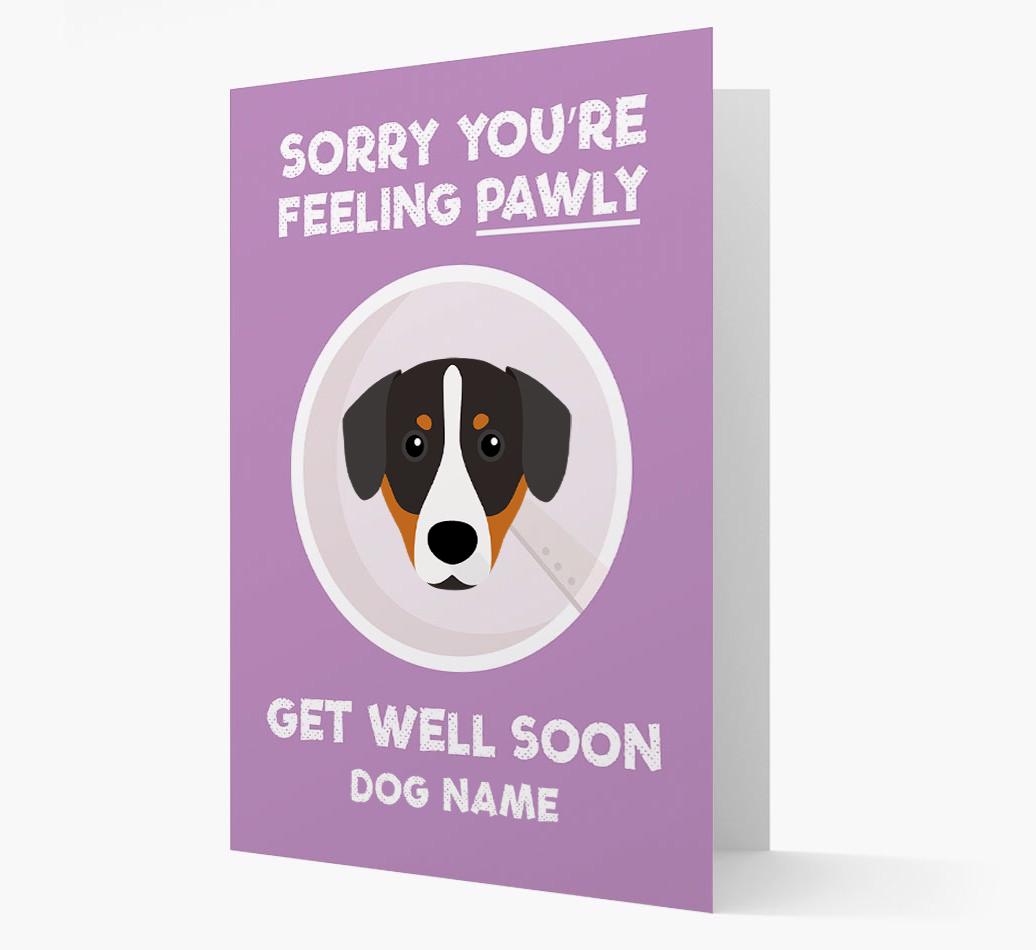 Personalized 'Sorry you're feeling pawly, get well soon {dogsName}' Card