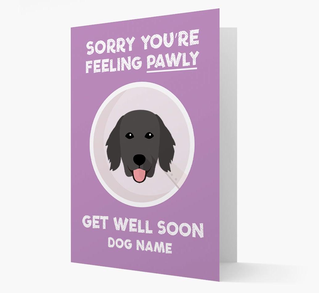 Personalized 'Sorry you're feeling pawly, get well soon {dogsName}' Card