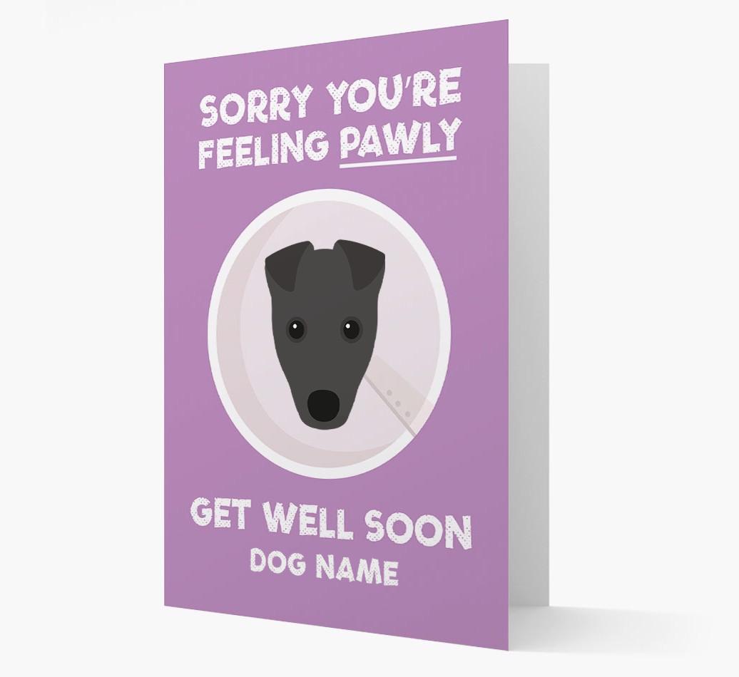 Personalized 'Sorry you're feeling pawly, get well soon {dogsName}' Card