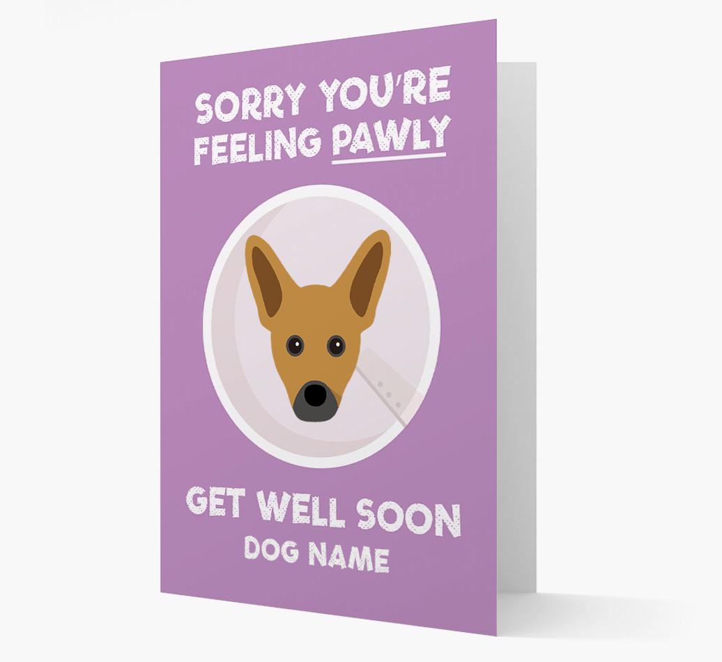 Personalized 'Sorry you're feeling pawly, get well soon {dogsName}' Card