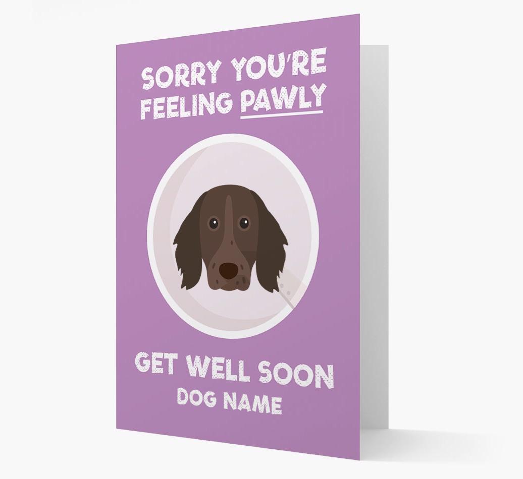 Personalized 'Sorry you're feeling pawly, get well soon {dogsName}' Card