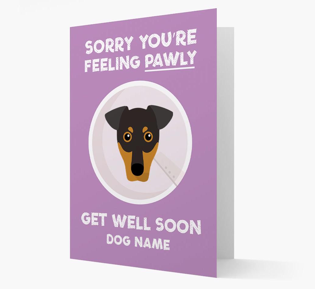 Personalized 'Sorry you're feeling pawly, get well soon {dogsName}' Card