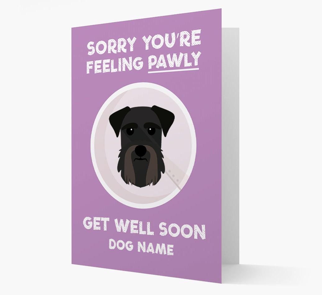 Personalized 'Sorry you're feeling pawly, get well soon {dogsName}' Card