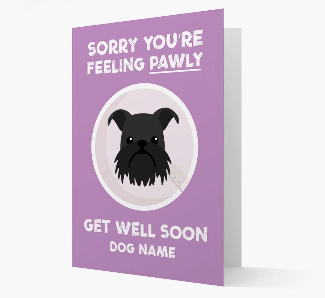 Personalized 'Sorry you're feeling pawly, get well soon {dogsName}' Card