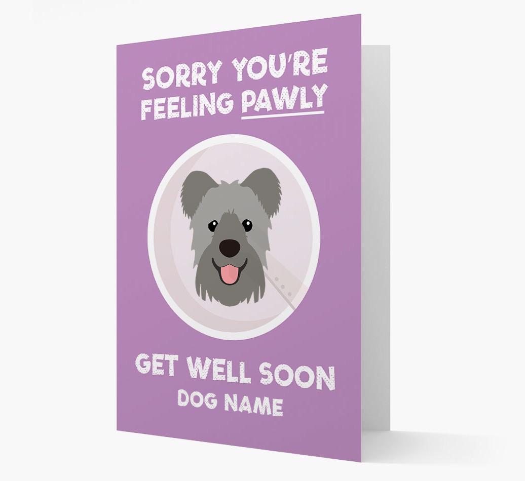 Personalized 'Sorry you're feeling pawly, get well soon {dogsName}' Card