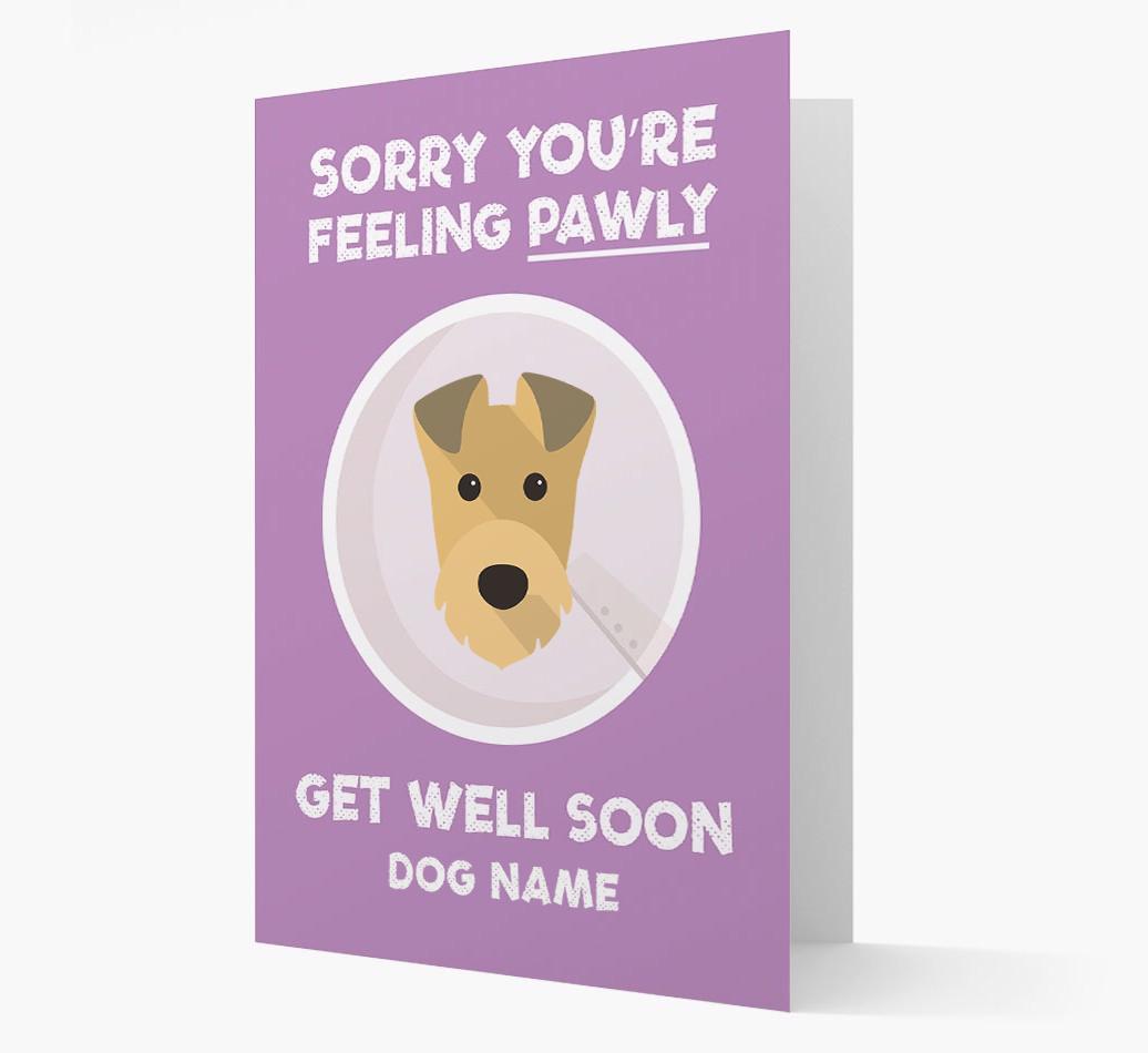 Personalized 'Sorry you're feeling pawly, get well soon {dogsName}' Card