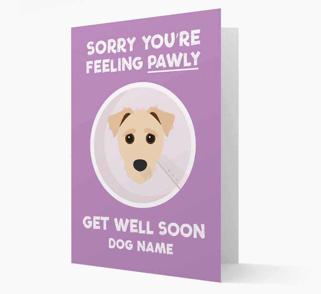 Personalized 'Sorry you're feeling pawly, get well soon {dogsName}' Card