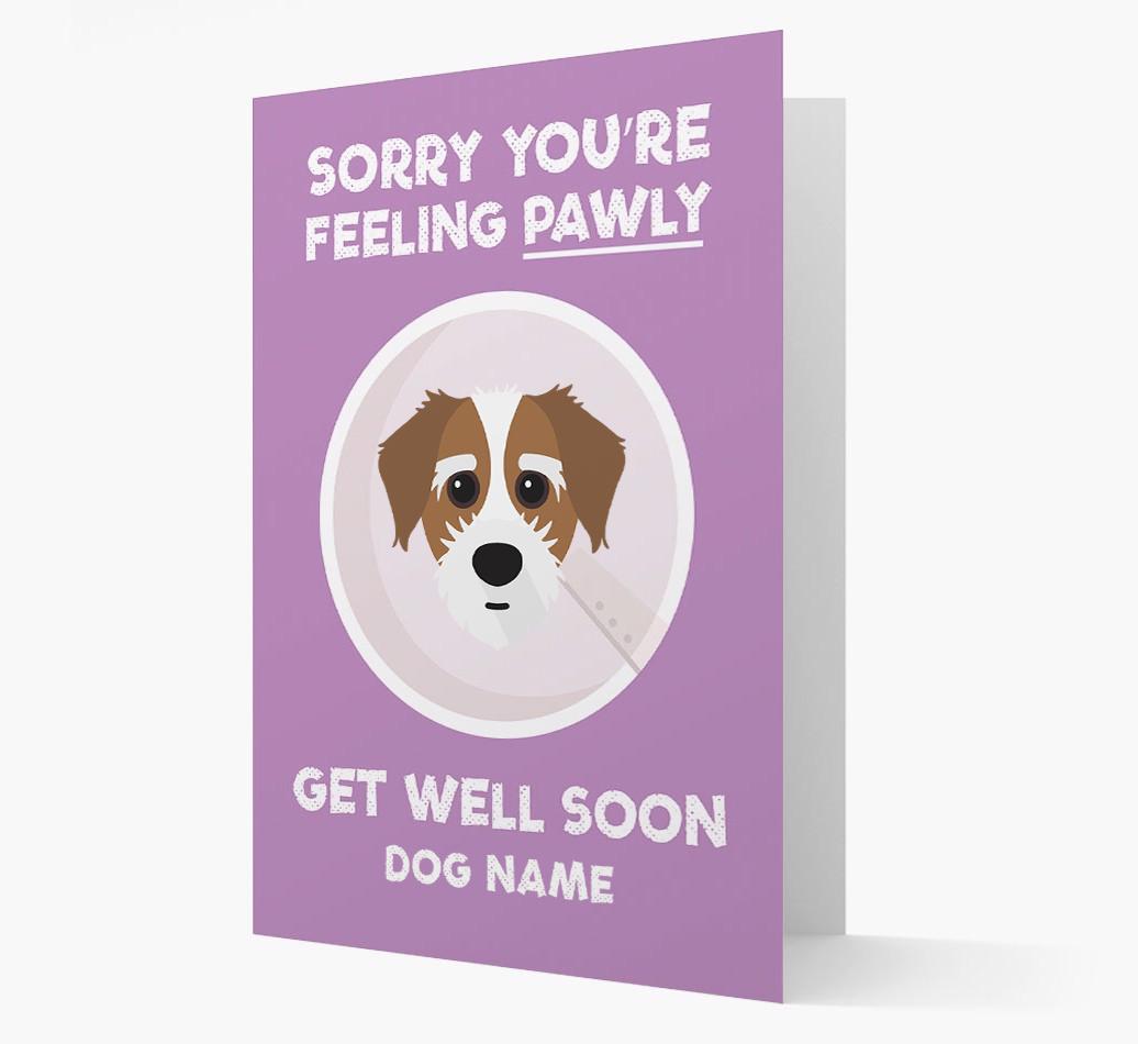 Personalized 'Sorry you're feeling pawly, get well soon {dogsName}' Card