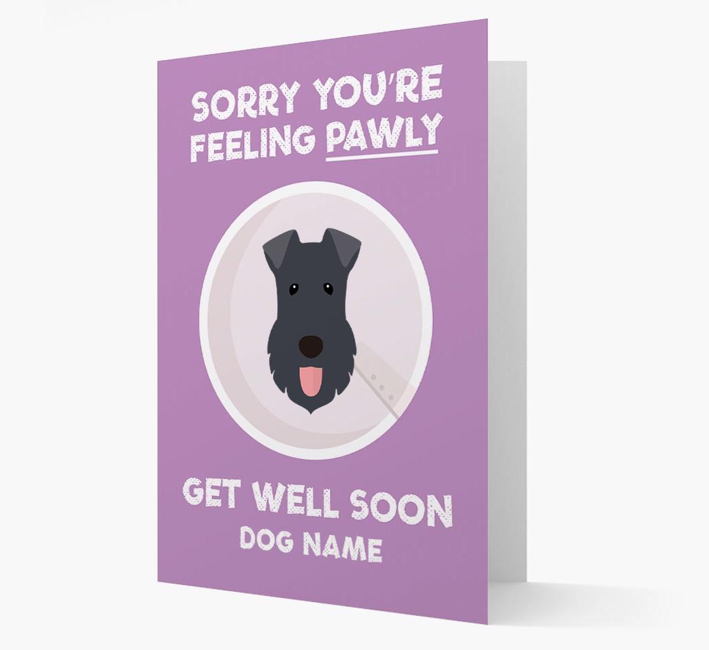 Personalized 'Sorry you're feeling pawly, get well soon {dogsName}' Card