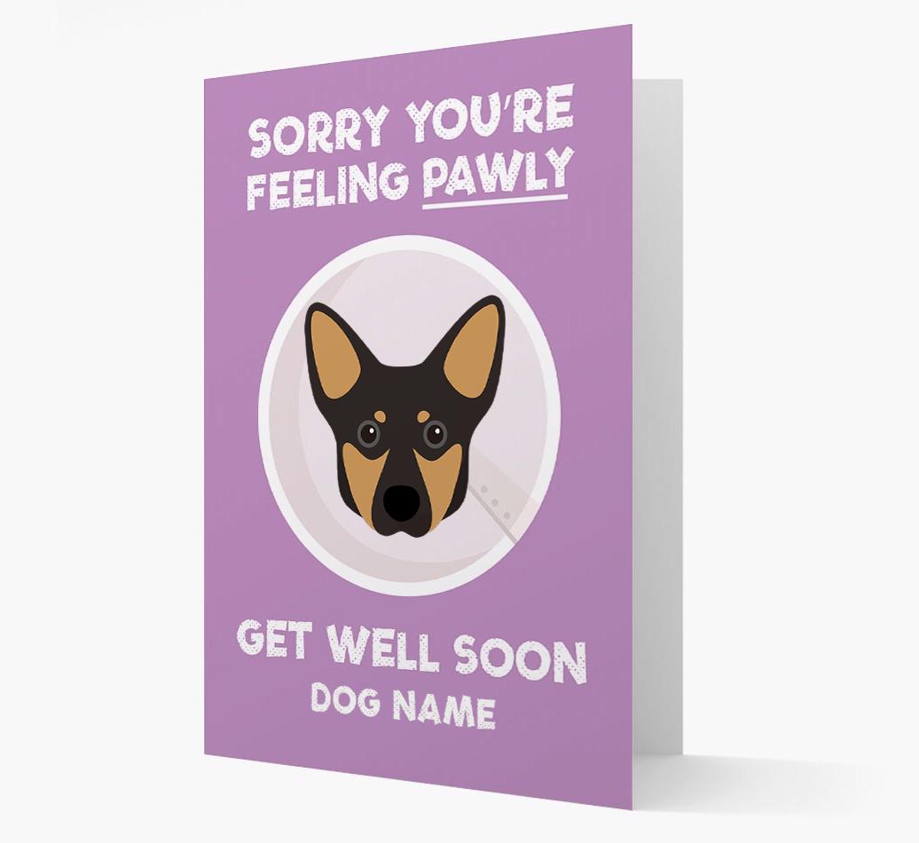 Personalized 'Sorry you're feeling pawly, get well soon {dogsName}' Card