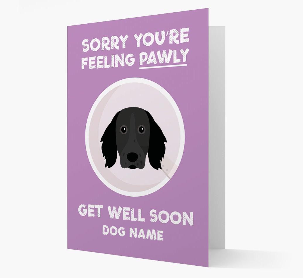 Personalized 'Sorry you're feeling pawly, get well soon {dogsName}' Card