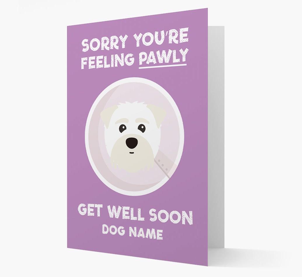 Personalized 'Sorry you're feeling pawly, get well soon {dogsName}' Card