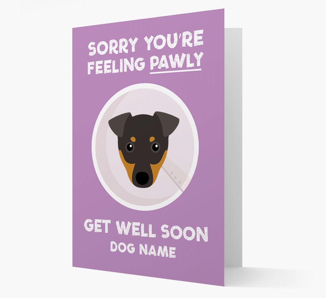 Personalized 'Sorry you're feeling pawly, get well soon {dogsName}' Card