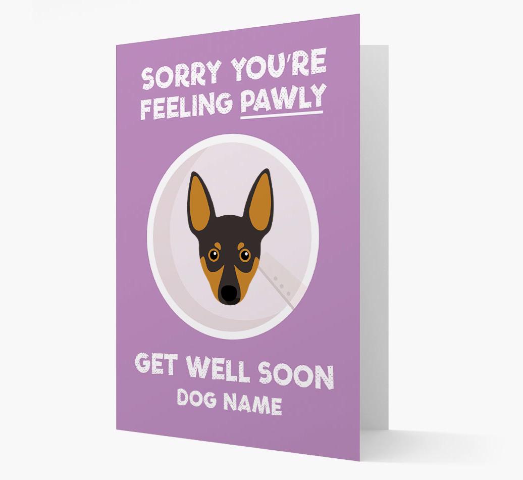 Personalized 'Sorry you're feeling pawly, get well soon {dogsName}' Card